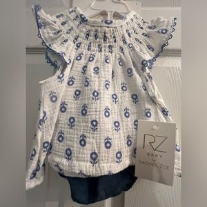 NWT Rachel Zoe Baby Girl 4 Pc White Floral with Headscarf &Sunglasses 6-9 Months
